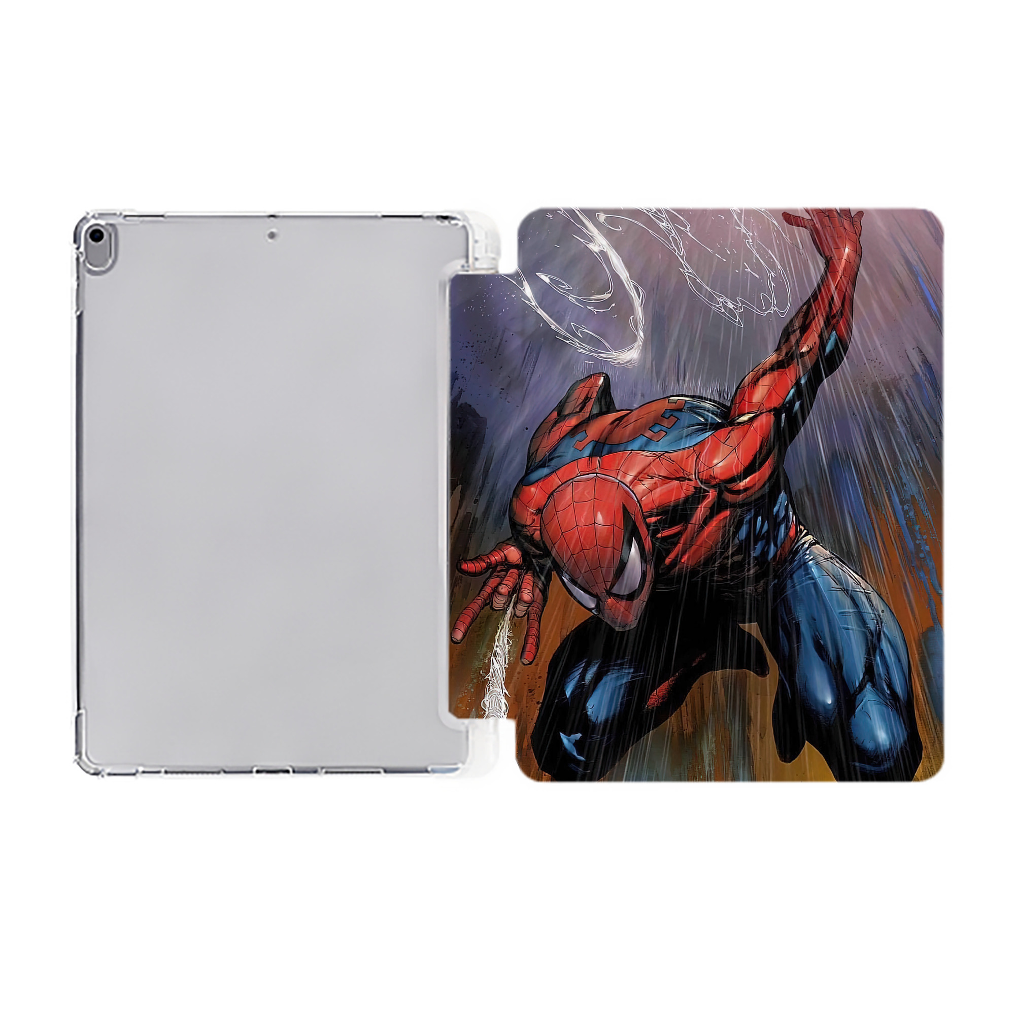 （画像用） Spider Man スパイダーマン IPad ケース ペン収納付き 三つ折りスタンド PUレザー×シリコン 対応機種9.5/10.5/10.9インチ